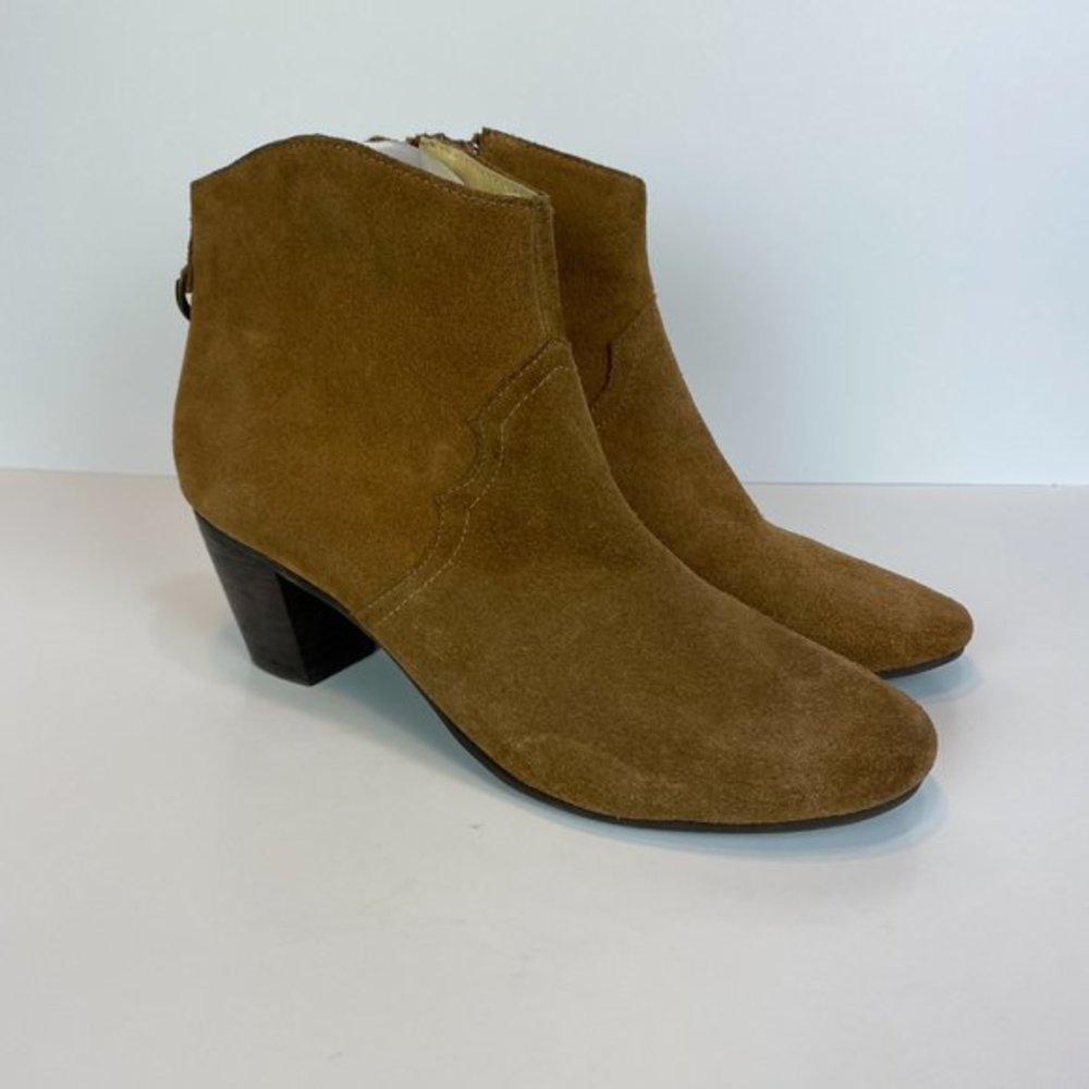 Donald J. Pliner DMSX Ankle Booties 8 Brown Suede Leather Zip Annie Boots Women